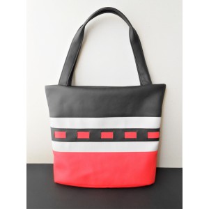 Дамска чанта "Червено, сиво и черно"
